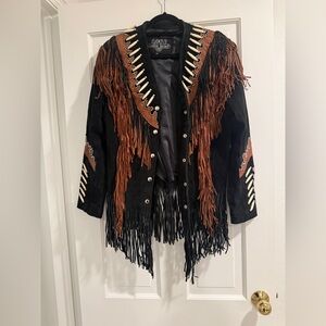Vintage Leather Gallery Women Western Fringe JACKET